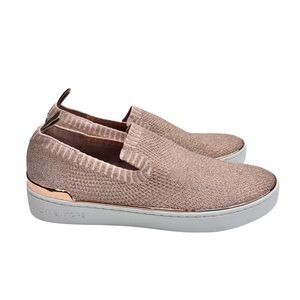 Michael Kors Sneakers Rose Gold Skyler Womens Knit Sparkle Slip On Sz 8.5